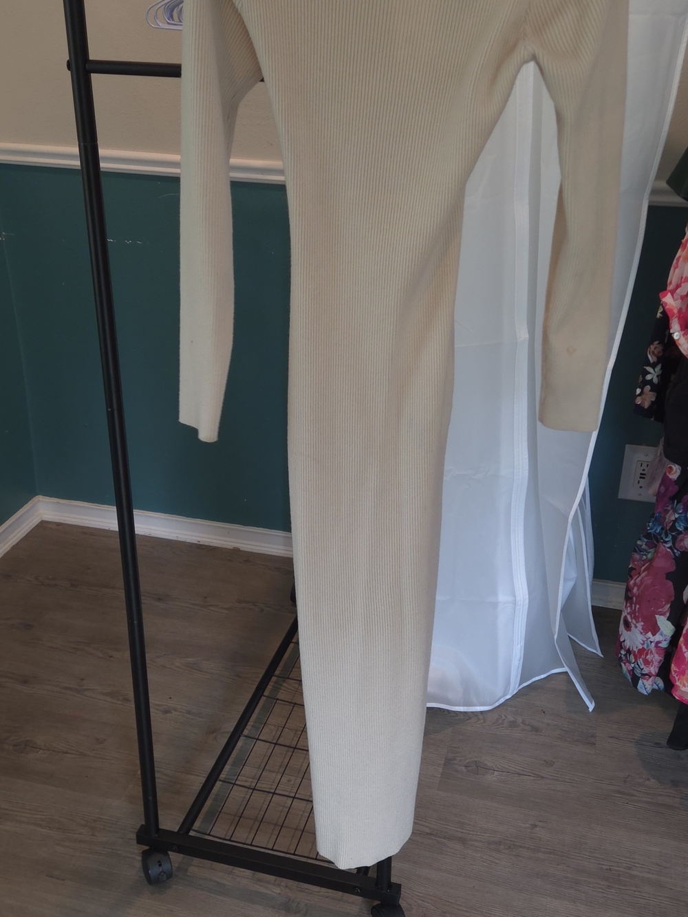 Le Lis Ribbed Long Sleeve Maxi Dress in Cream
